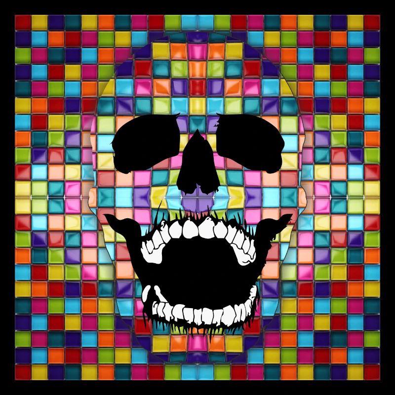 Bunter Mosaikschädel