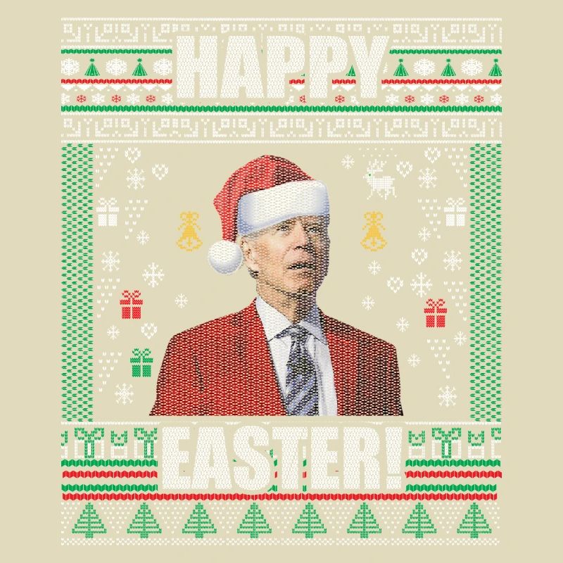 Drôle Biden Pull de Noël moche Joyeuses Pâques