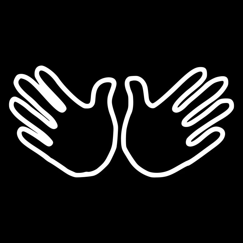 Emoji Hand Open Sketch Blanc