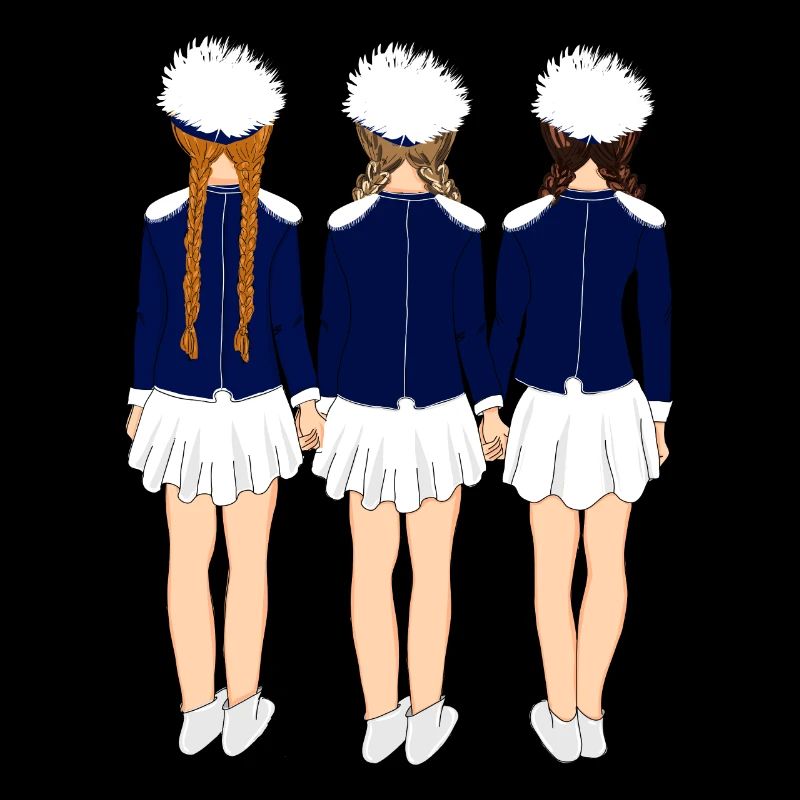 Drei Gardemädchen in blauer Uniform