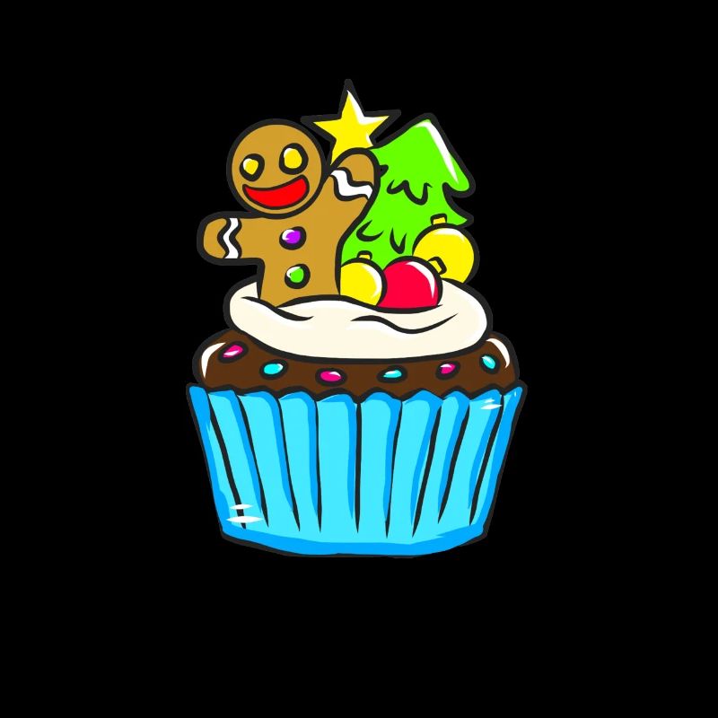 Muffin for Christmas with gingerbread men blue