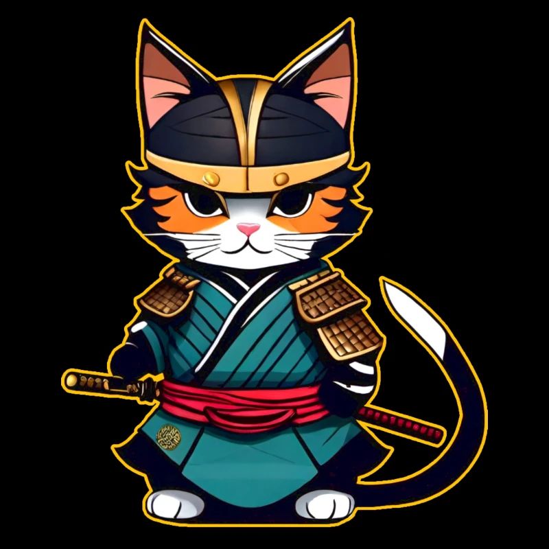 Mignon chat samouraï