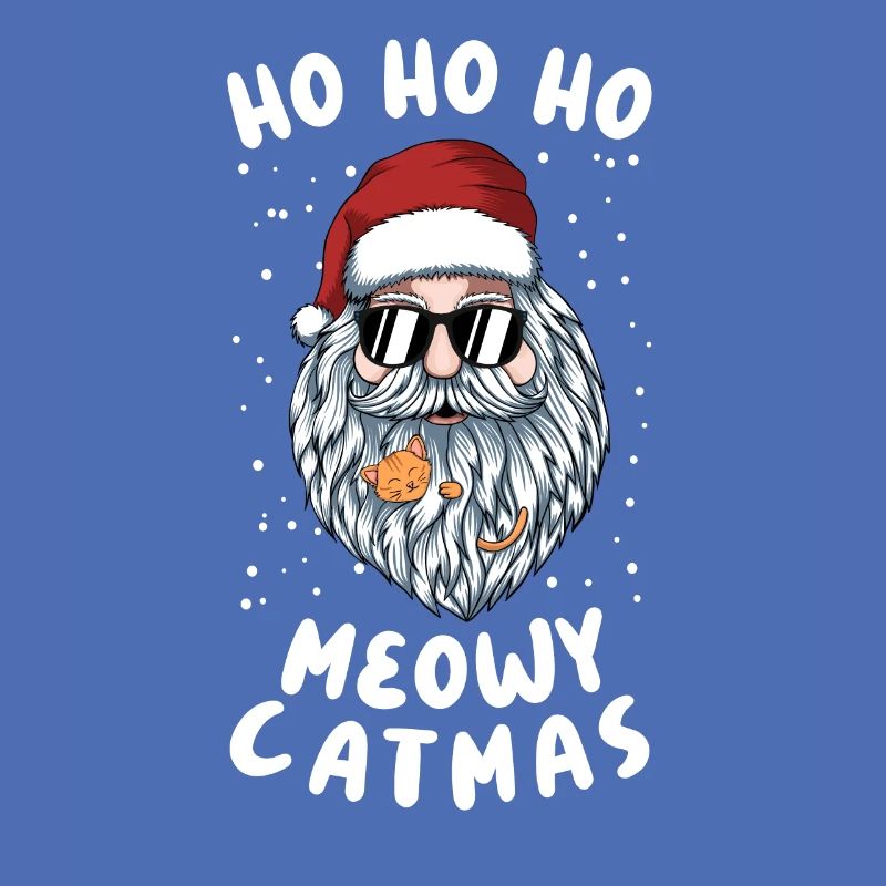 Weihnachtsmann mit Katze im Bart