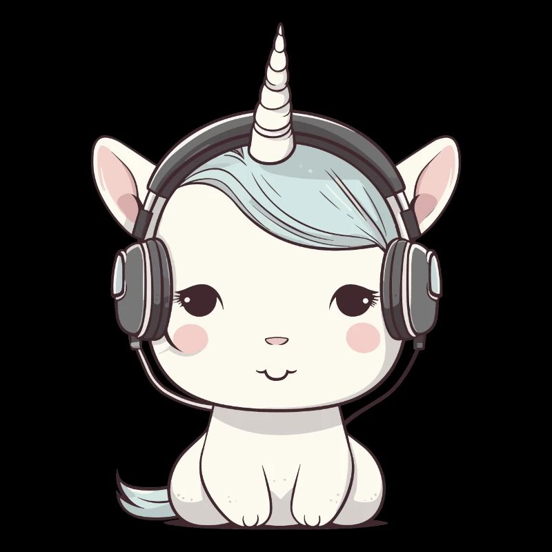 Licorne avec écouteurs pour mélomanes