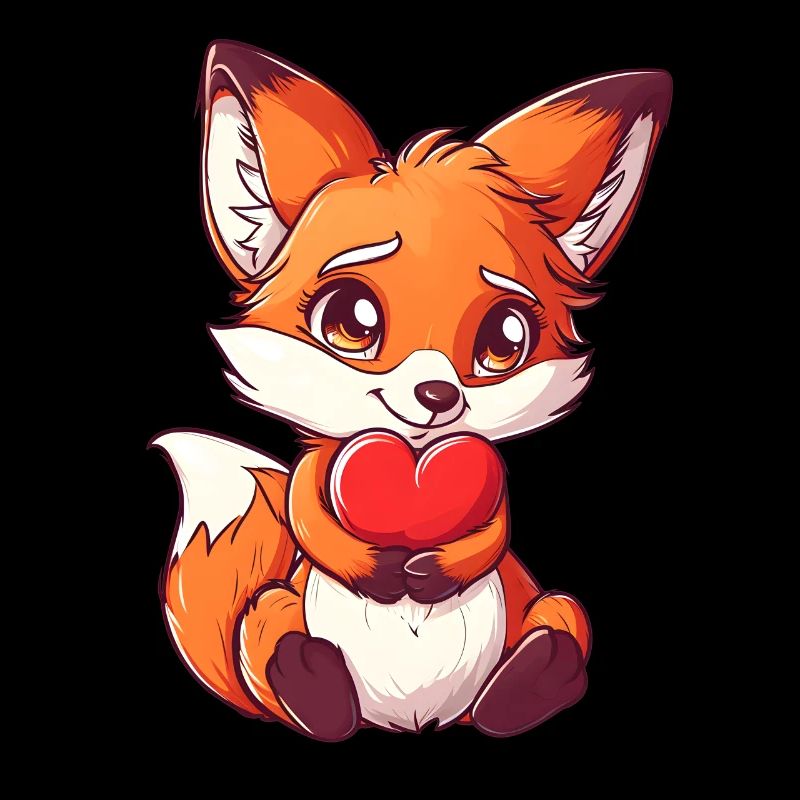 Renard mignon avec coeur Saint-Valentin