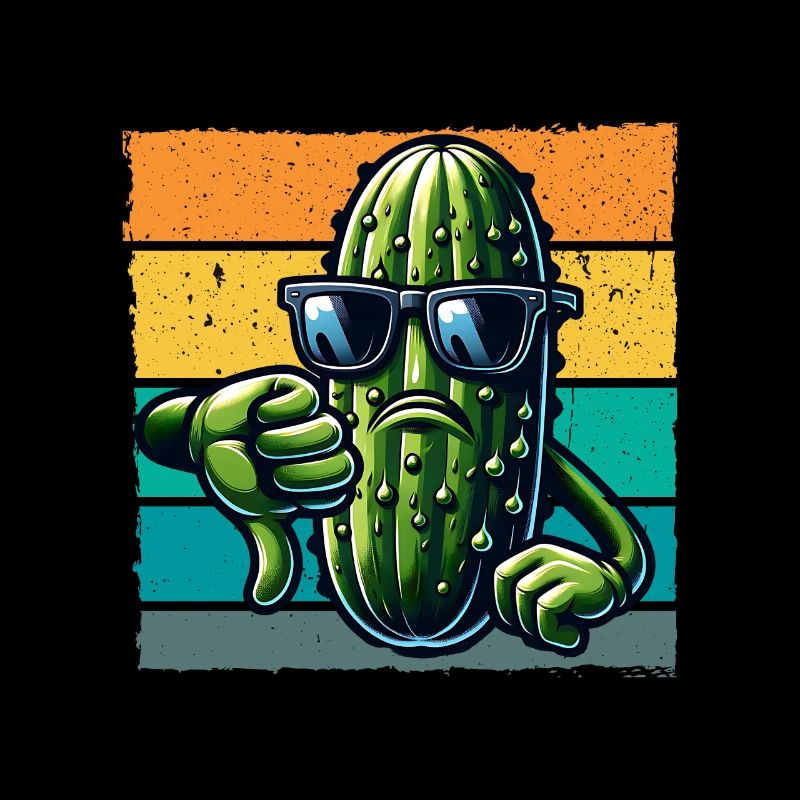 Concombre aigre Rétro Concombre Pouces vers le bas