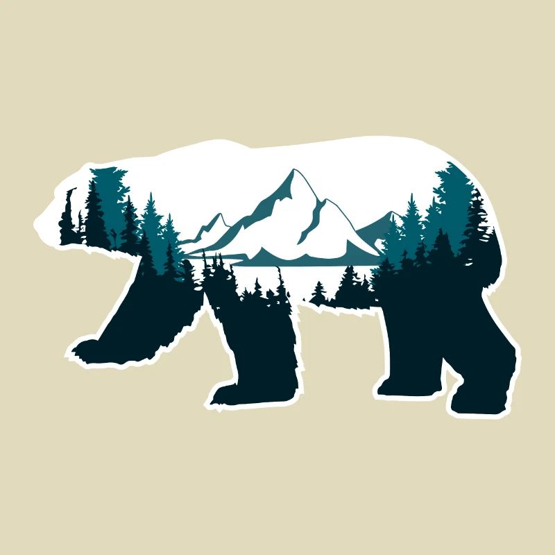 Double exposure animals polar bear gift idea