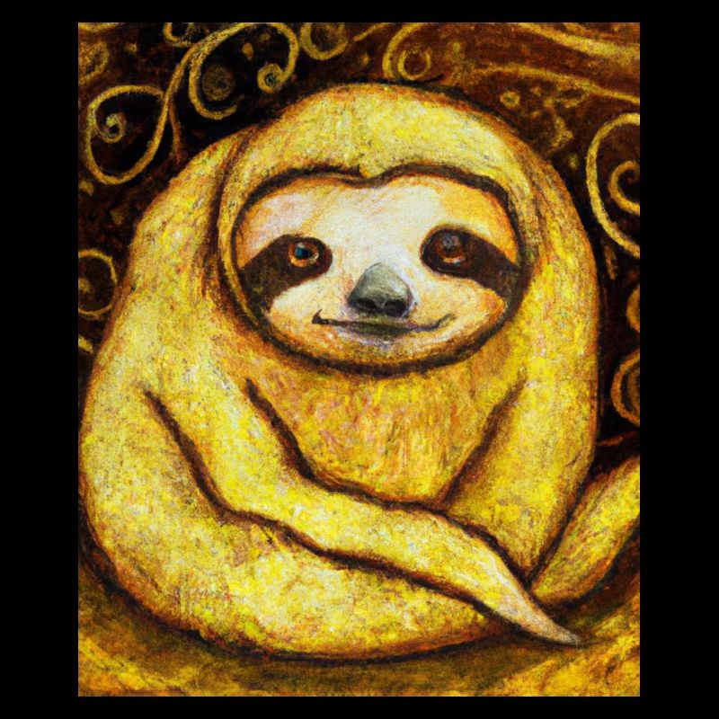 Sloth Portrait Funny Gustav Klimt Style