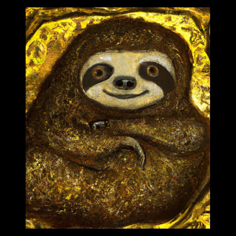 Sloth Portrait Funny Gustav Klimt Style