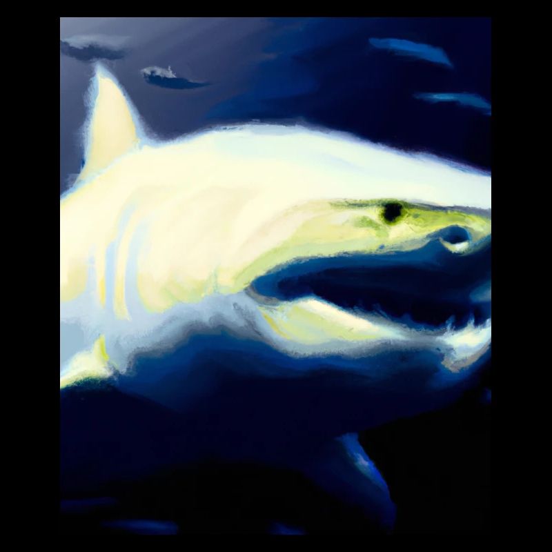 Great White Shark Vincent Van Gogh Style