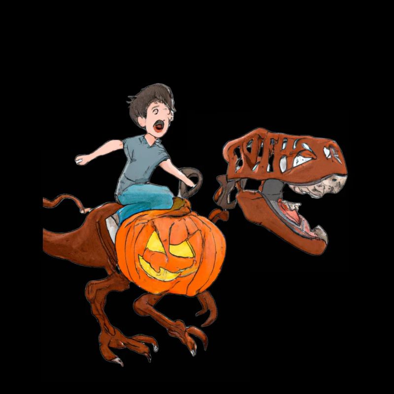 Halloween Dino Boy Riding Dinosaurs