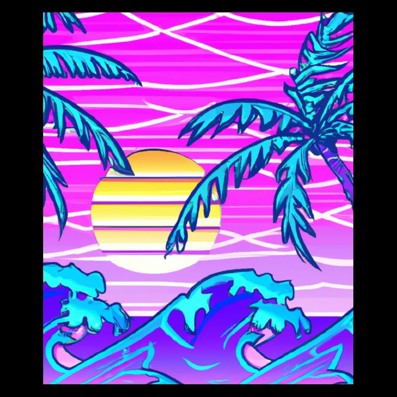 Synthwave Sun Hawaii Vaporwave Aesthetic