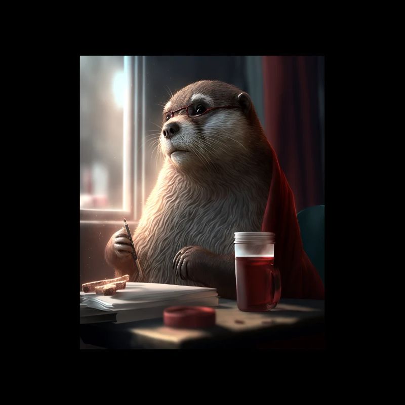 Otter Lovers Nerd Otter Drinking Coffee