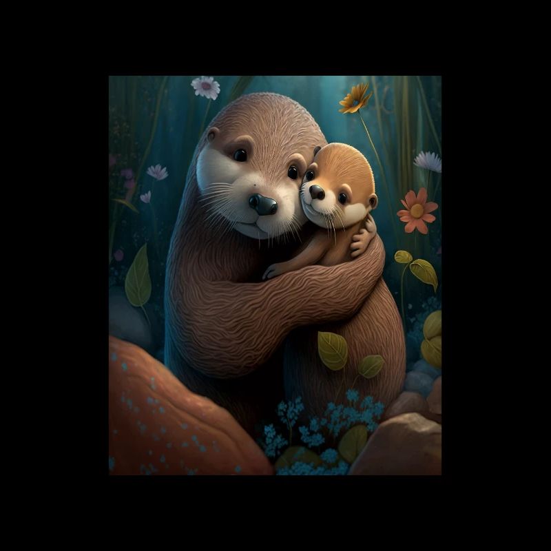 Mignon bébé loutre Amour de la mère Bébé Loutre