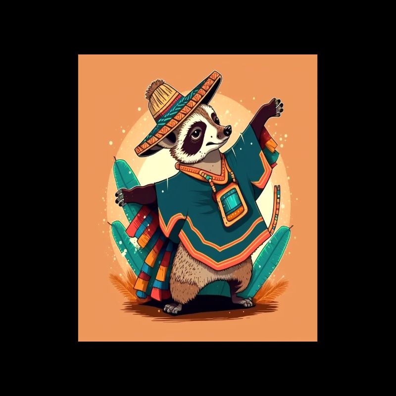 Coati Wearing Sombrero Kawaii Dabbing Coati