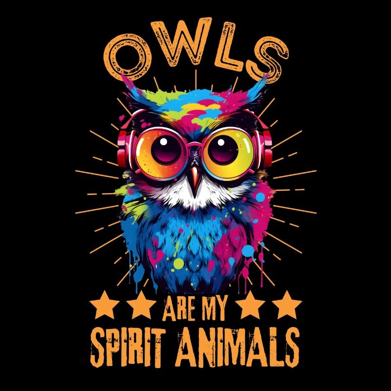 Bunte Eule mit Kopfhörer