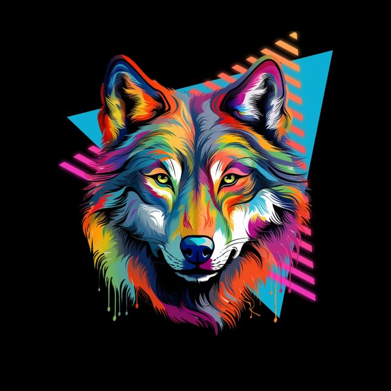 Bunter Wolf Farbspritzer Farbkleckse