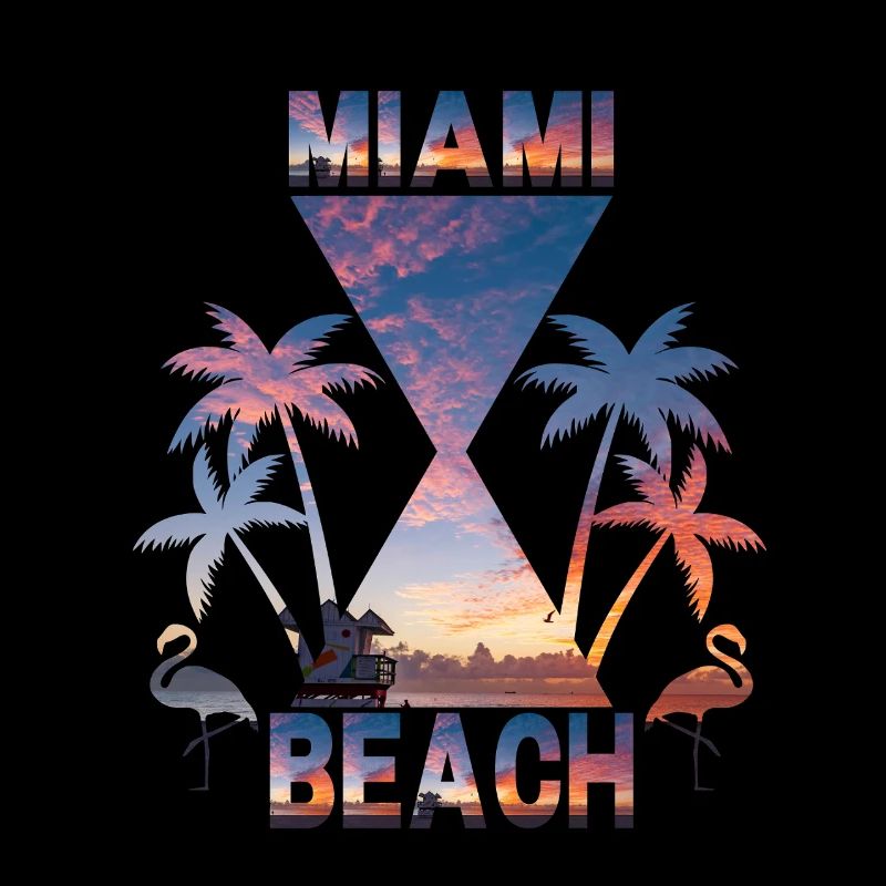 Miami Beach Sunset Silhouette Design