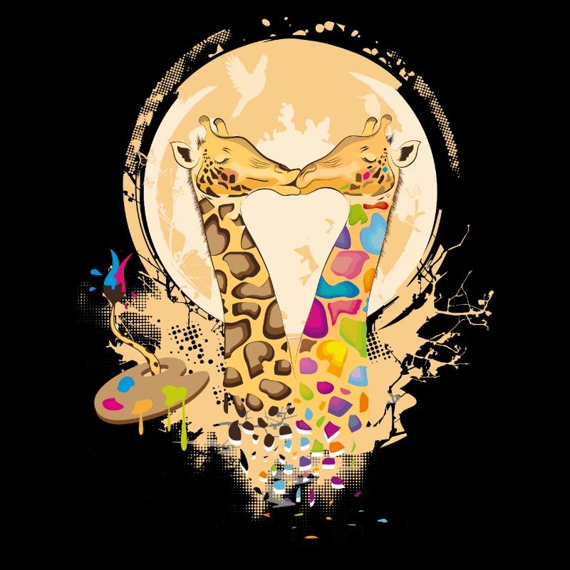 Bunte verliebte Giraffen im Graffiti Stil