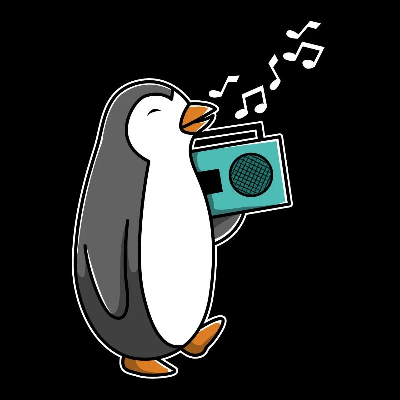 Singender Pinguin mit Radio