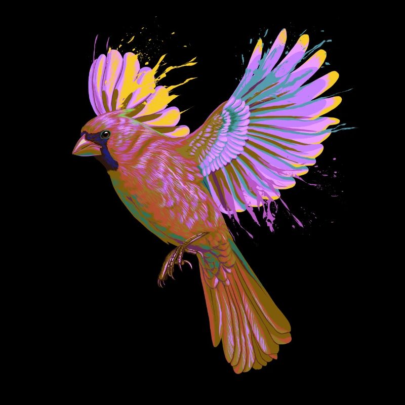 Bunter Fliegender Splash Vogel Rotkardinal