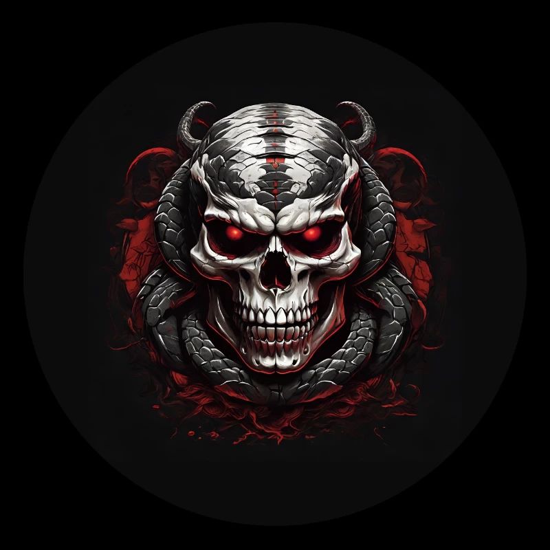 Decorative skull with snakes