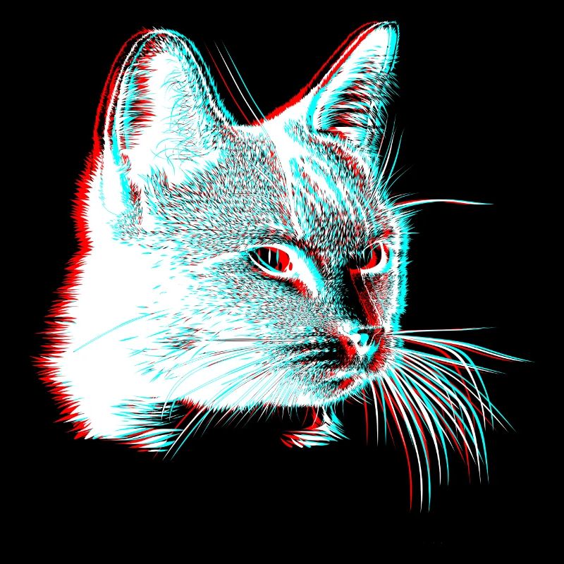 Cat 3D Effect Glitch Deception Gift