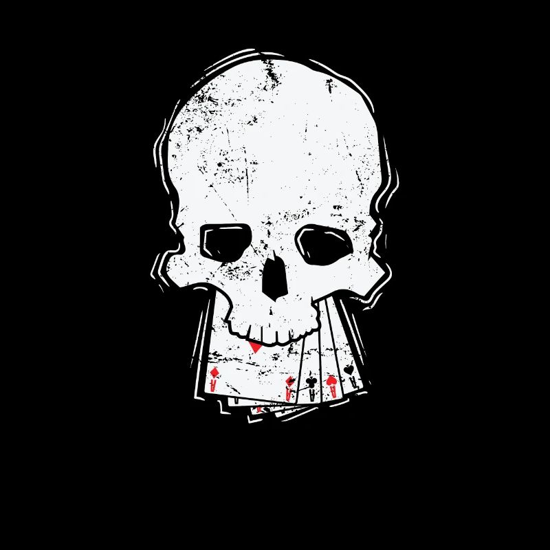 Totenkopf mit Karten Skat oder Poker Kartenspiel
