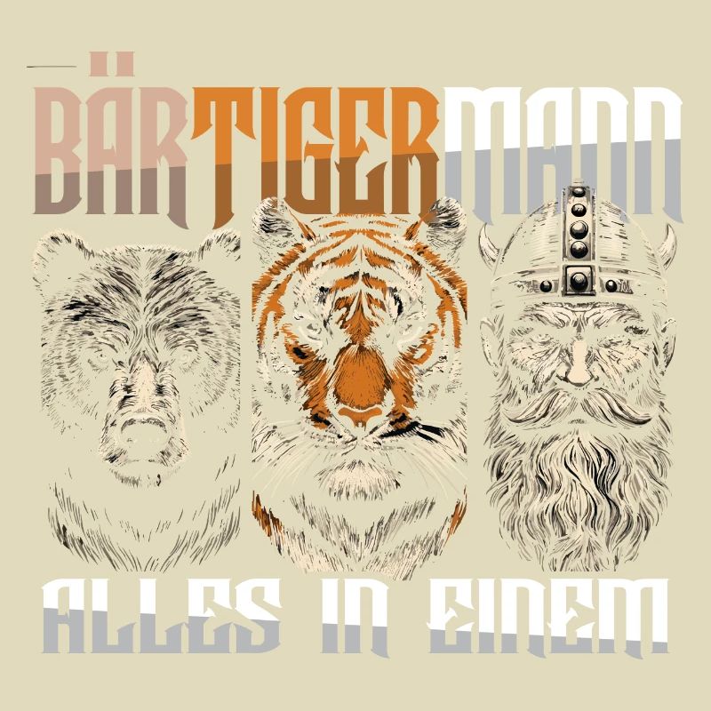 Bärtigermann Bär Tiger Mann Geschenk Bart Sprüche