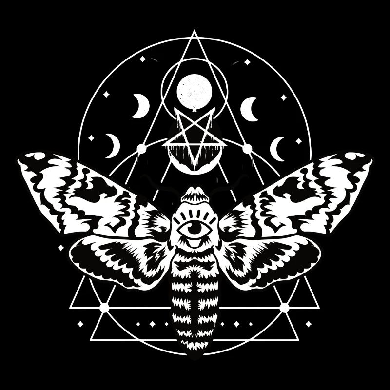 Goth Pentagramme Phases de Lune Papillon de Nuit