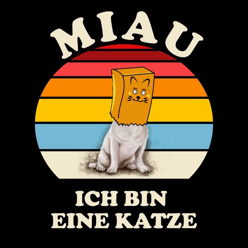 Miau ! Hund als Katze mit Papiertüte übern Kopf