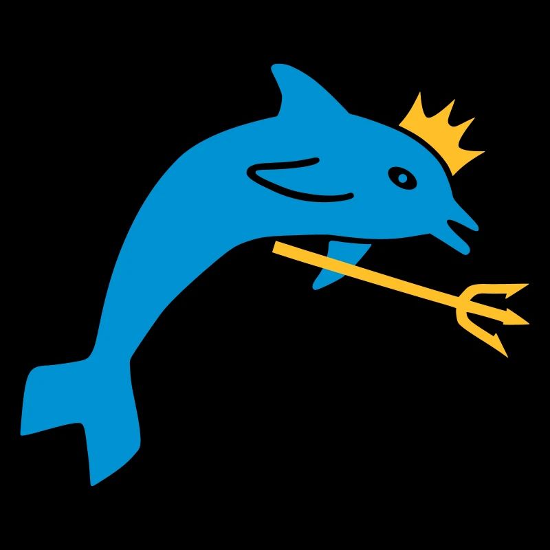 ★ couleurs de conception modifiables ★ dauphin, couronne, trident