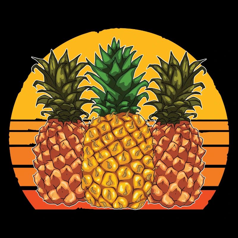 Tropical Fruit Fruit Retro Sunset Pineapple