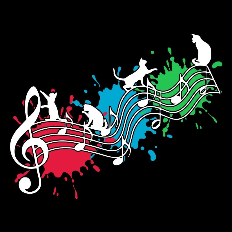Funny cats note lines color blots