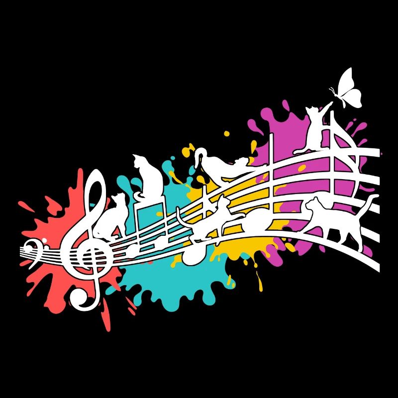 Funny cats note lines color blots
