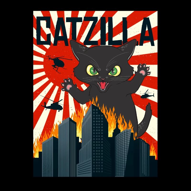 Catzilla I chat chats chat noir chatons