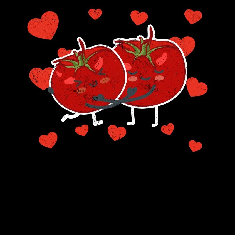 Cute Tomato Couple Hugging Tomato Fruit Lovers