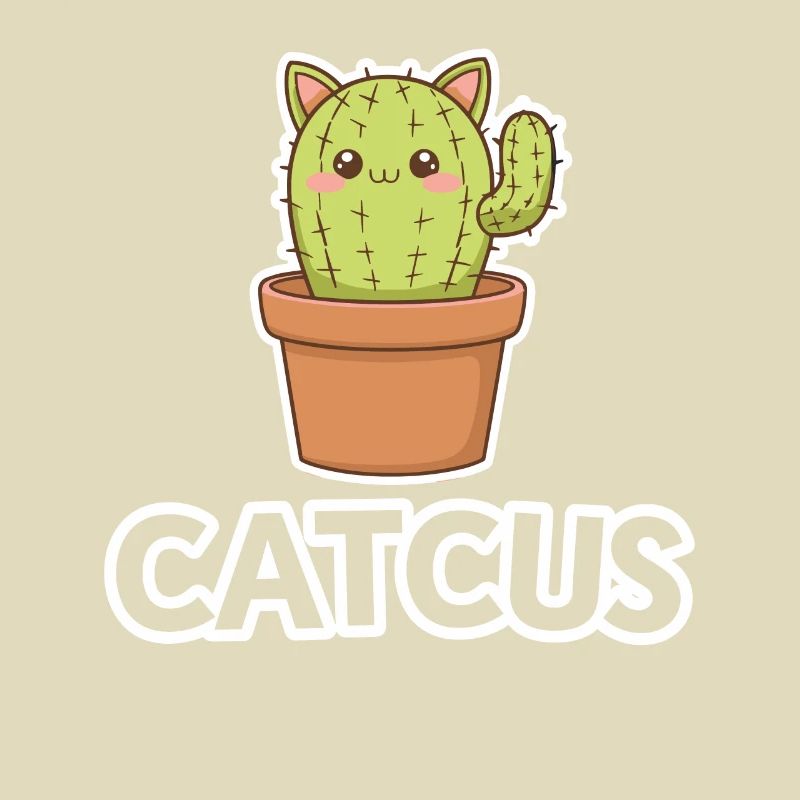 Catcus Cactus Chat Mignon Cat Jeu De Mot Drôle