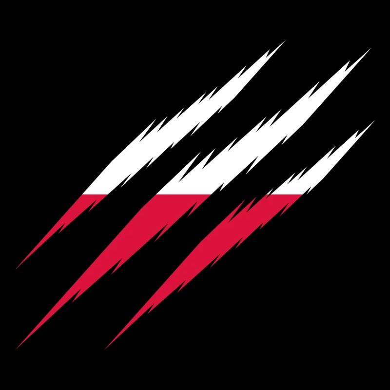 Poland flag scratches claws scratch mark scratch cut