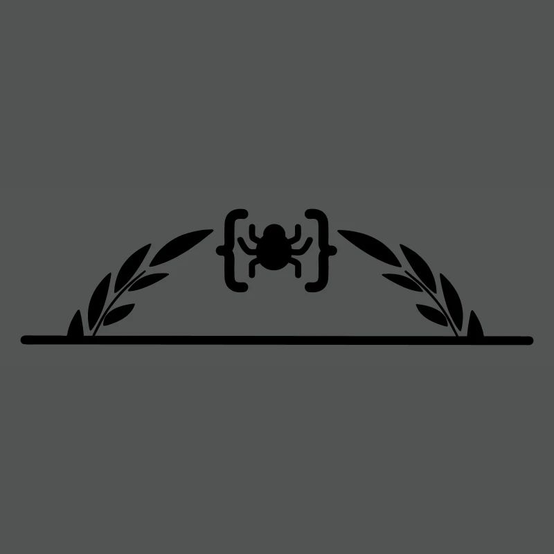 Code-Logo-Spinne im halben Lorbeerkranz