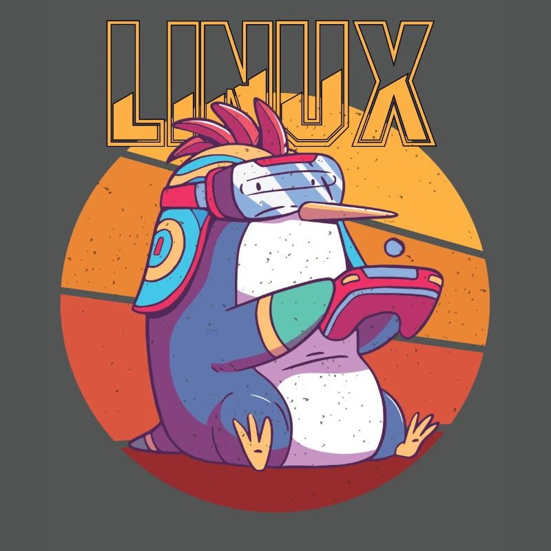 Gamer Linux Root Cool Penguin Nerd Game Programmer