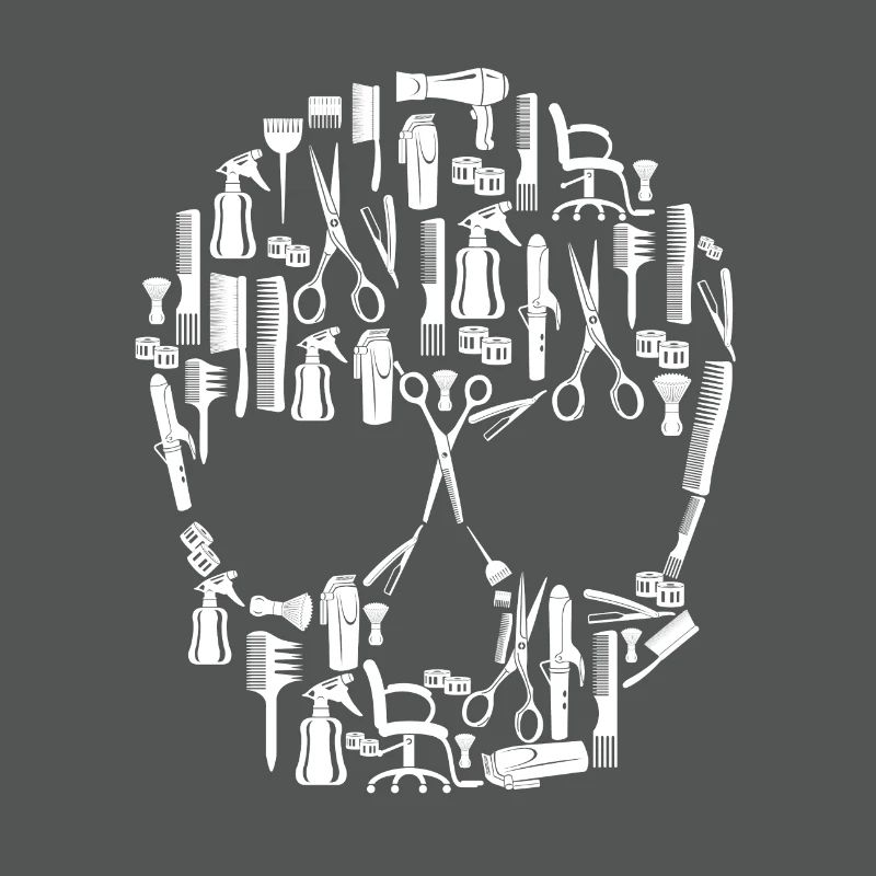 Skull from different tools barber