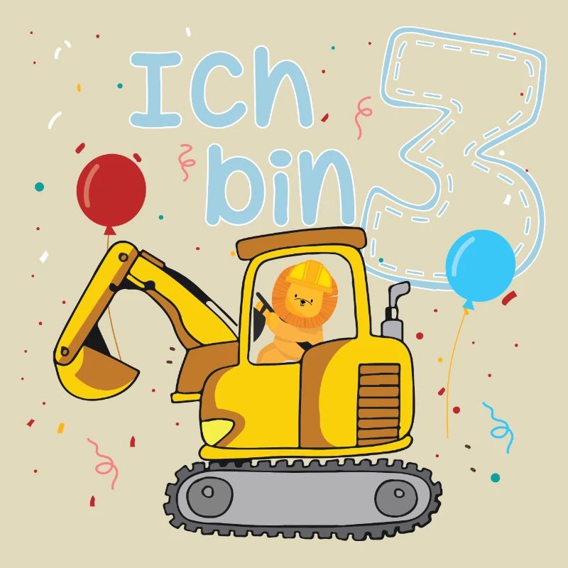 Kinder Geburtstag Geschenk Ich bin 3 - Bagger