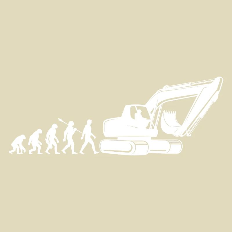 Evolution - driving an excavator - construction site, construction worker