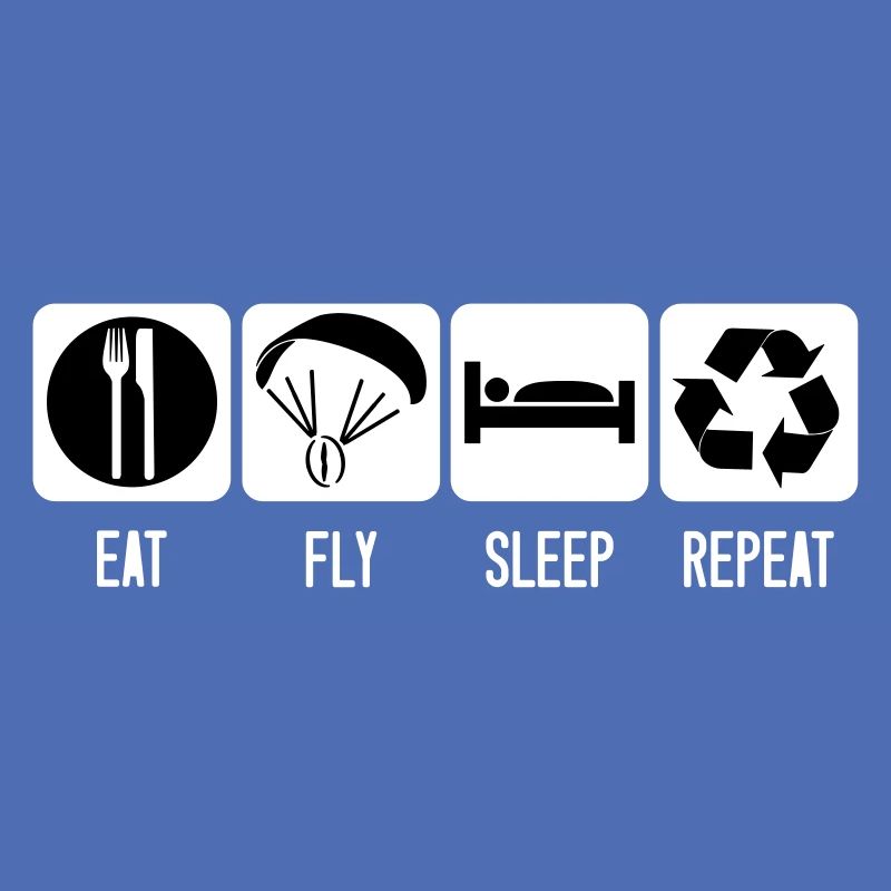 Paramoteur Manger Fly Sleep Répéter Paramoteur Noir