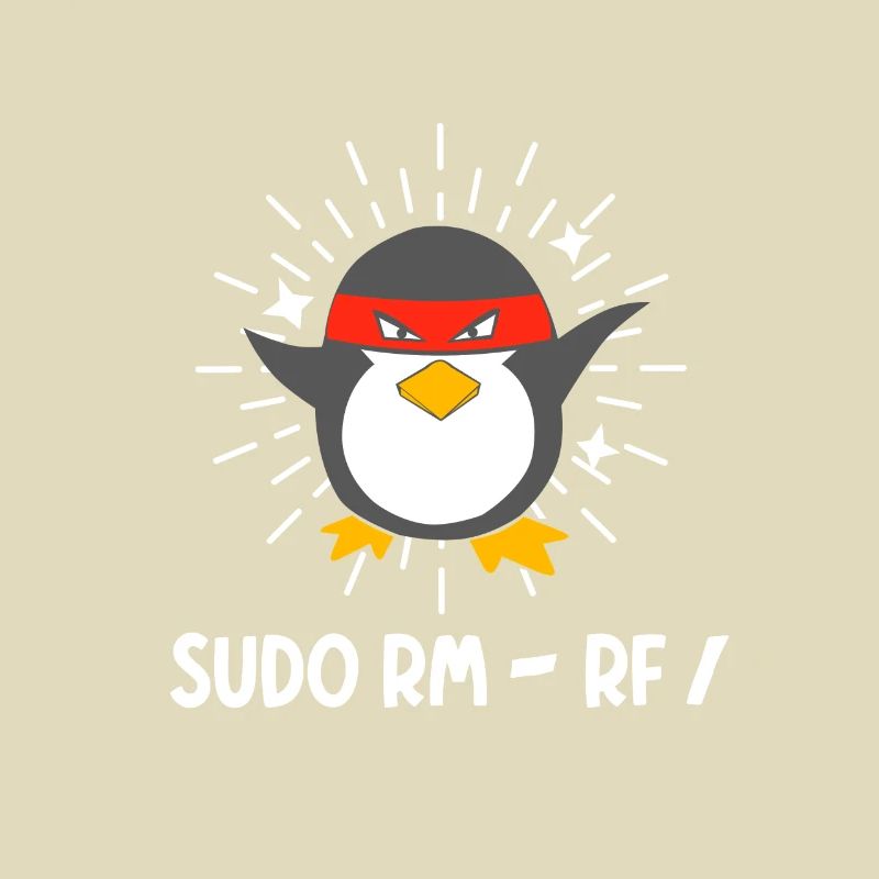 Tux Linux Penguin Sudo Rm Rf Geek Hacker
