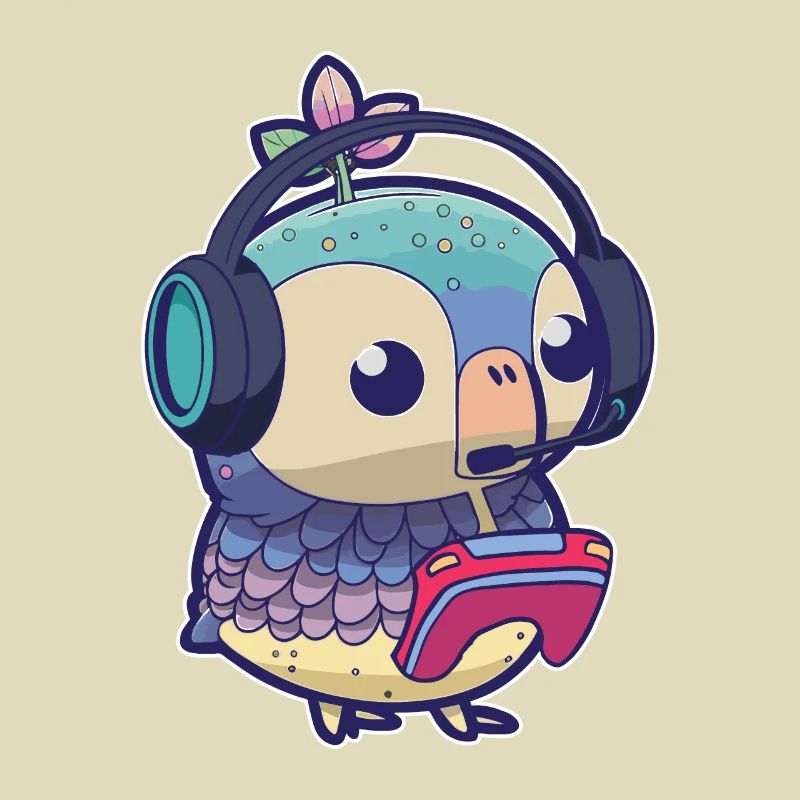 Spielen Sie Controller Gaming -Eule Mit Kopfhörern