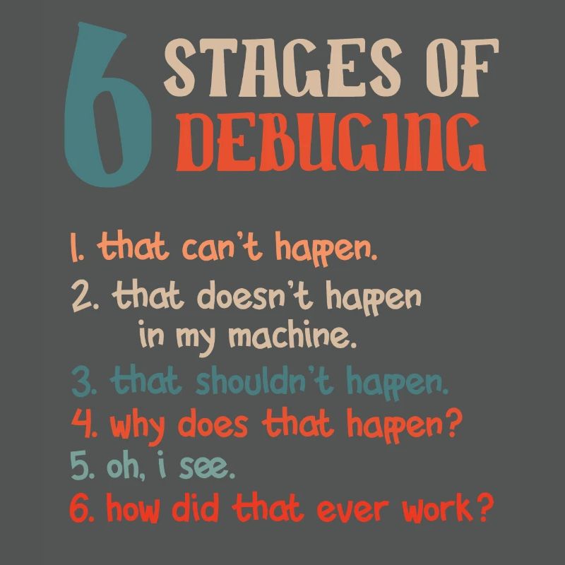 Funny Stages Of Debugging Developer Programmer