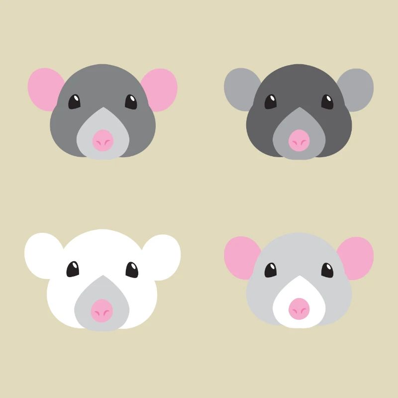 vier Mäuse Rattengesichter