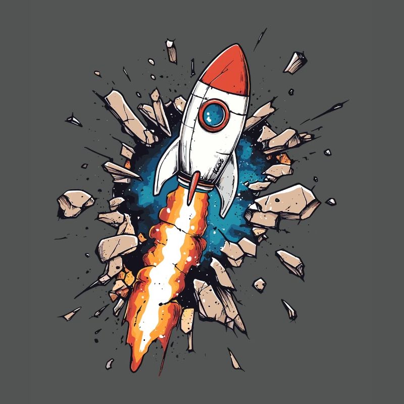 Rocket breaks through wall